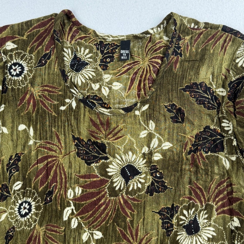 Dress to Kill Women's Tropical Print Asymmetrical Dress Green OS - Picture 8 of 10